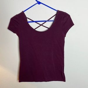 Burgundy open back short sleeve
